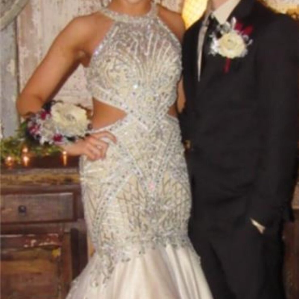 Ellie Wilde Beaded White Formal Dress